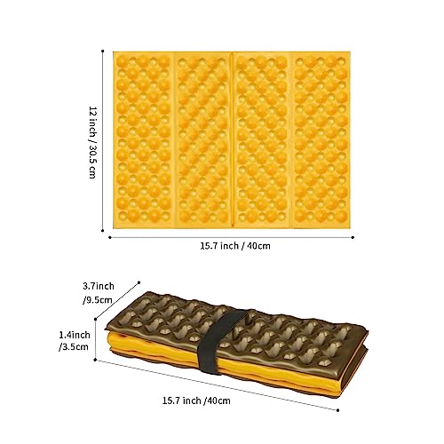 FOCHIER F Stadium Seat Pad, Camping Foam Pad, Foldable Z Stadium Seat Cushion Insulated Sitting Pad for Camping Backpacking Stadium Outdoor Picnic, Hiking, Mountaineering,Bleachers - color: Yellow 2PC