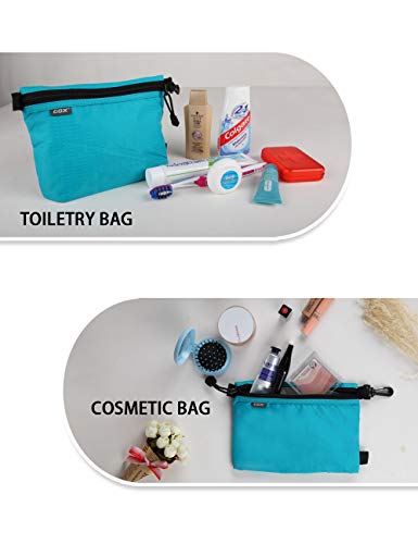 GOX Travel Toiletry Bag, Carry On Small Zipper Pouch, Cosmetic Kit Makeup, Digital Bag, Water Repellent Nylon (Turquoise) - color: Turquoise