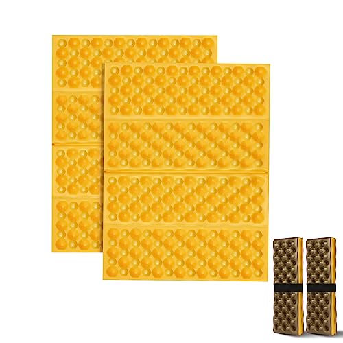 FOCHIER F Stadium Seat Pad, Camping Foam Pad, Foldable Z Stadium Seat Cushion Insulated Sitting Pad for Camping Backpacking Stadium Outdoor Picnic, Hiking, Mountaineering,Bleachers - color: Yellow 2PC