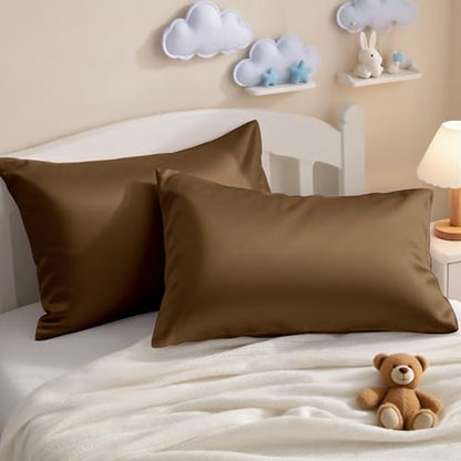 NTBAY Egyptian Cotton Toddler Pillowcases - Set of 2 - Travel Pillow Cases - 500 Thread Count Cotton 13x18 Pillow Covers - Envelope Closure Nursery Pillowcases, 13x18 Inches, Brown - color: Brown