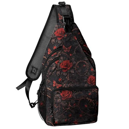 Rose Gothic Style Crossbody Bags for Women Men Trendy Sling Bag Backpack Casual Chest Bag Shoulder Strap - color: Color 14