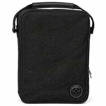 Lumberjack Plaid Golf Shoe Bag - Canvas and Leather, Large Travel Organizer for Men and Women, Breathable Sneaker Carrier (Black)