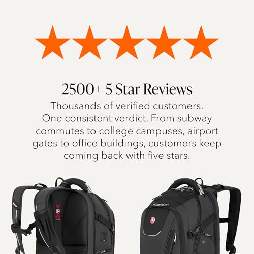 SwissGear Travel Tech Elite Laptop Backpack – Fits Laptops up to 16” – ScanSmart TSA-Friendly Backpack with USB Port, Shoe Compartment & Organizer Pockets – Heather Grey - color: Heather Grey, style: Travel Tech Elite