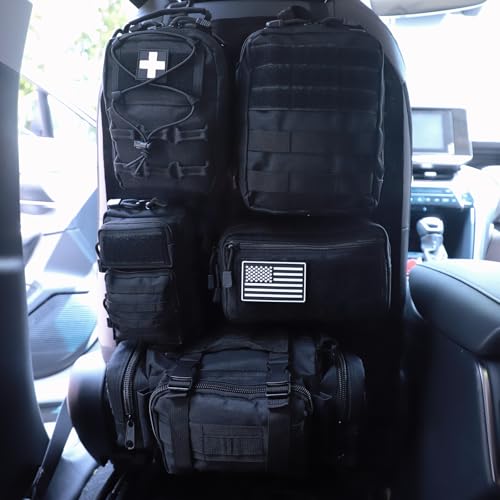 Universal Tactical Seat Back Organizer Vehicle Molle Panel Organizer Storage Bag with 5 Detachable Molle Pouch for All Vehicel Such as Jeep,Truck,SUV, Car, Ford,Chevy etc - color: Upgraded-B-Black