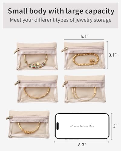 VLANDO Jewelry Travel Case,Travel Jewelry Organizer with Clear Velvet Jewelry Bags Zipper Pouch for Women Girl Gift 20Pcs - color: A.20 Bag