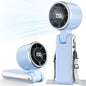Portable Handheld Turbo Fan - 5 Gear High Speed 4000mAh Rechargeable Mini Personal Hand Fan Blow Cold Air, Battery Operated Travel Essentials, Gifts for Women, Men (Dew Drop Blue) - color: Dew Drop Blue