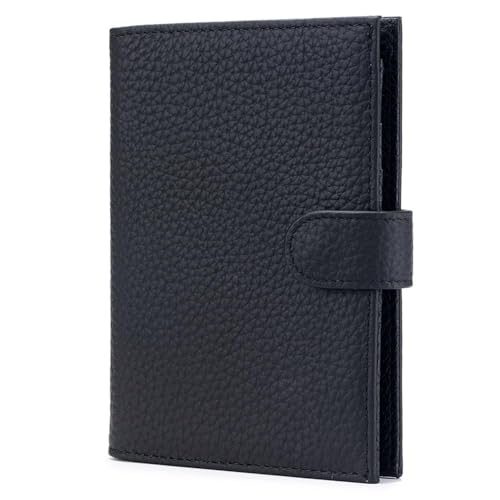 Slim Passport Holder for Travel – RFID Blocking Leather Passport Wallet for Women & Men with Card Slots, Zippered Coin Pocket, SIM Card Slot Cover Case – Gift Ready(Black) - color: Black