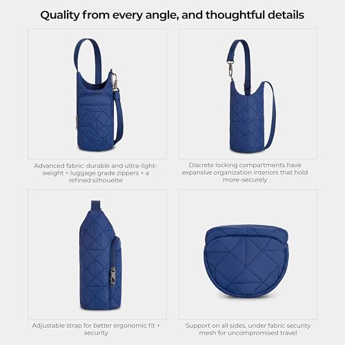 Travelon Anti-Theft Boho Insulated Water Bottle Tote - color: Blue