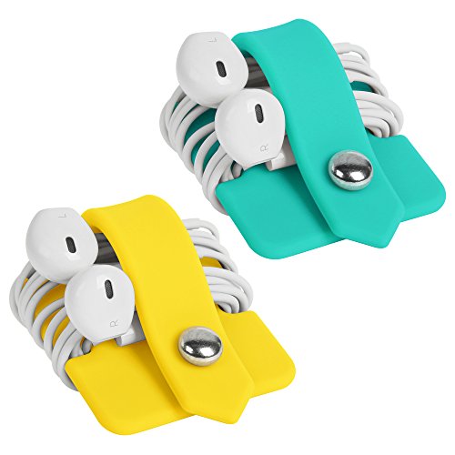 Cord Organizer Tangle-Free Earphone Organizer Headphone Earphone Cable Organizer Cord Wrap Winder Earbuds Wrap Winder Cord Manager Cable Winder(Blue&Yellow, Set of 2) - color: Blue+yellow