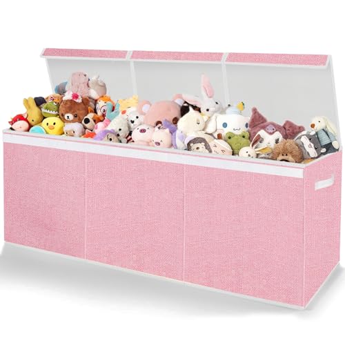 Pantryily Toy Storage for Girls - Extra Large Kids Toy Box Chest,Collapsible Toy Organizers and Storage for Nursery,Playroom,Office 35.8"x12.6"x16"(Pink) - color: Pink