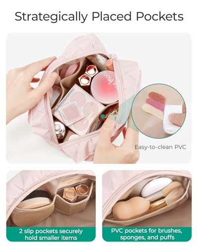 BAGSMART Elegant Roomy Makeup Bags (Initial-E-Pink) - color: 03-Initial-E-Pink