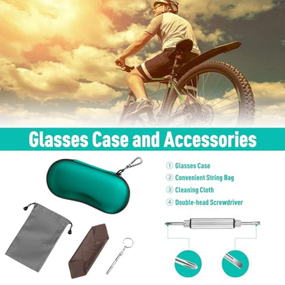 FINTIE Sunglasses Case, Hard EVA Shell Shockproof Sport Glasses Case with Metal Carabiner Travel Zipper Eyeglasses Holder - color: Green