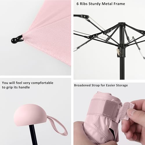 BAODINI Travel Essentials Mini Umbrella for Purse With Case Small Compact UV Sun Protection Lightweight Tiny Pocket Manual Open Close Umbrella for Women Kids and Men Fits Purse Backpack - color: D-2 Pack Pink & Purple
