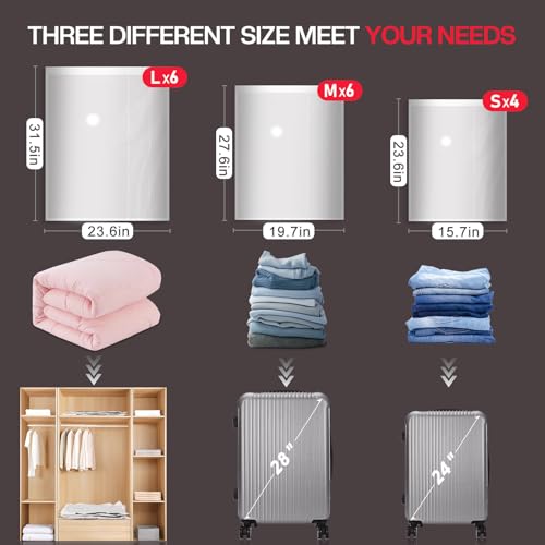 Vacbird 16 Pack Travel Vacuum Storage Bags with High Pressure Electric Pump - Vacuum Seal Compression Bags for Clothing, Luggage & Suitcase Space Saving - style: 16 combo bags + electric pump
