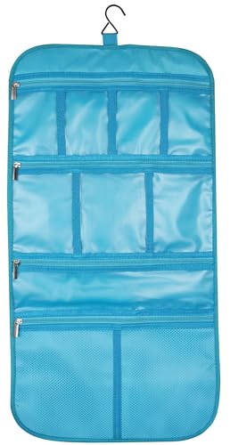 Freegrace Premium Hanging Toiletry Bag for Travel - Cosmetic, Jewelry, Toiletry, Makeup & Accessory Storage Organizer Bag, Large Size for Women & Men - color: Aquamarine