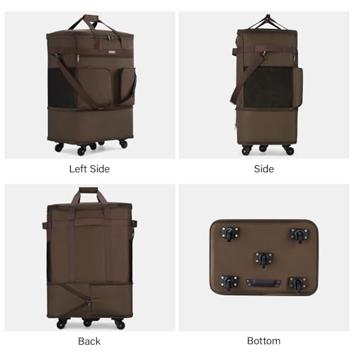 Hanke Expandable Collapsible Luggage with Wheels Suitcase, Rolling Travel Bag, Duffel Garment Tote Bag for Men Women, Lightweight Suitcase, Large Capacity Luggage with Spinner Wheel (Coffee) - color: Coffee Upgrade Version 2