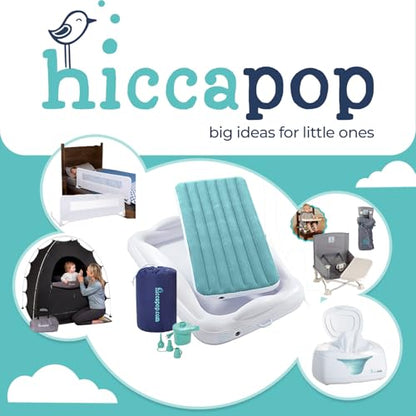 Hiccapop Inflatable Toddler Travel Bed with Safety Bumpers [4-Sided], Portable Toddler Bed for Kids, Toddler Air Mattress, Kids Air Mattress - Misty Blue - color: Misty Blue