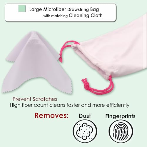 MyEyeglassCase® Large Hard Sunglasses Case | fits Large curved Sunglasses, with microfiber bag and cleaning cloth - color: Pink Distressed