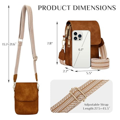 Fashion Small Crossbody Bags for Women Trendy Designer Cell Phone Purses Wallets with Card Holder Anti Theft Travel - color: Brown