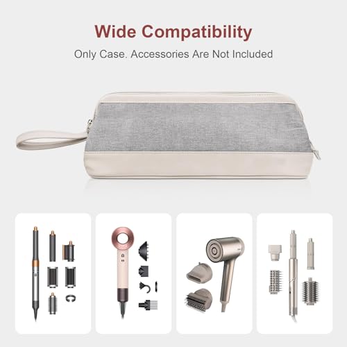 2026 Latest Shark Flex Style Travel Case for Dyson Airwrap Hair Dryer Brush Revlon Hair Tools Travel Bag Carrying Case Flat Curling Iron Organizer (Light Gray) - color: Light Gray
