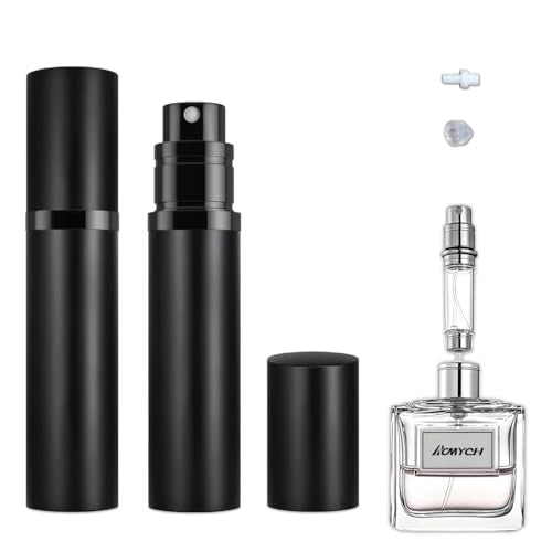 2PCS Perfume Travel Refillable Bottle, Bottom-Filling Fragrances Perfume Atomizer, Empty Mini Cologne Dispenser, Portable Sprayer Pocket Size for On the Go 5ml (Black) - color: Black
