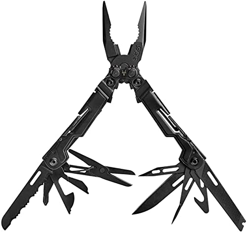 SOG PowerPint Mini Compact Stainless Steel Multi-Tool, 18 Lightweight Specialty Tools & SOG Multitool Pliers Pocket Knife, Black - color: Black, style: Multi-Tool