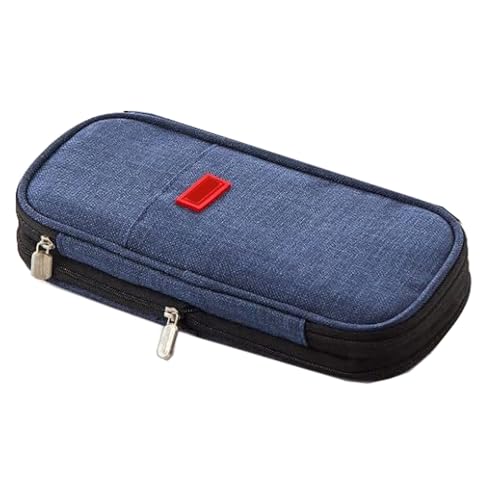 Arnuixty Large Storage Pencil Case Pen Bag with Zipper Big Capacity Pouch Organizer for Office Travel Holder Box - color: Dark Navy