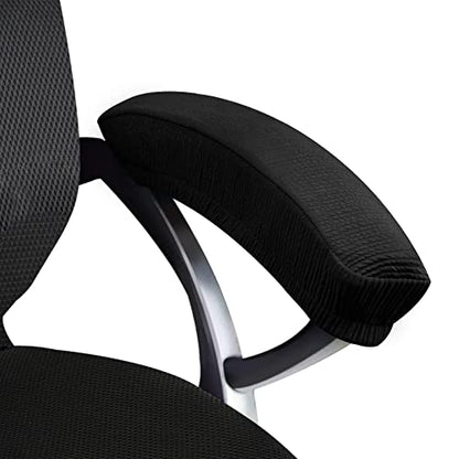 Trycooling 2 Pcs Polyester Removable Machine Washable Office Chair Armrest Slipcovers Covers (Length-30cm) (Black)