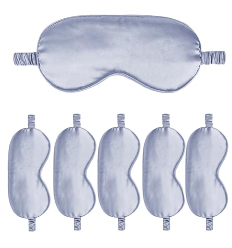 6PACK Silk Sleep Mask Satin Eye Masks Blackout Silky Eyeshade Cover Soft Blindfold Eyeshades for Women Sleeping Travel Gift - color: Dusty Blue