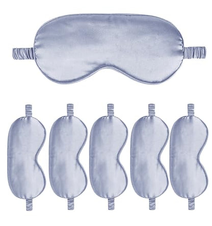 6PACK Silk Sleep Mask Satin Eye Masks Blackout Silky Eyeshade Cover Soft Blindfold Eyeshades for Women Sleeping Travel Gift - color: Dusty Blue