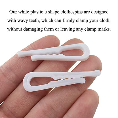 HAHIYO 2inch/50mm 120Pcs White Plastic U Shape Alligator Clip, Clothespin Fabric Clip Garment Shirt Folding Clip with Teeth for Sewing Room Folding Sock Tie Pant Securing Fabric to Comic Book Board - size: White - 2.0 inches - 120 Count - With Teeth