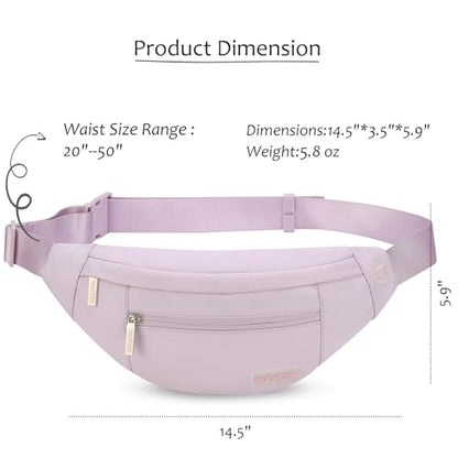 MAXTOP Large Crossbody Fanny Pack with 4-Zipper Pockets,Gifts for Enjoy Sports Festival Workout Traveling Running Casual Hands-Free Wallets Waist Pack Phone Bag Carrying All Phones - color: Lavender Purple, style: Large Fanny Pack(4 Zipper Pockets)