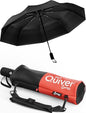 Repel Windproof Travel Umbrella - Compact & Withstands Winds up to 100MPH , Strongest Premium Auto Folding Umbrella for Rain and Sun - Durable, Light & Portable for Women & Men , Fits Backpack & Cars - color: Black Umbrella + Black & Red Carrying Sling