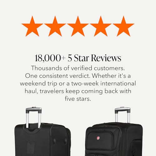 SWISSGEAR Sion Softside Expandable Spinner Luggage Durable Lightweight Travel Suitcase, Black, Checked-Large - color: Black, size: Checked-Large