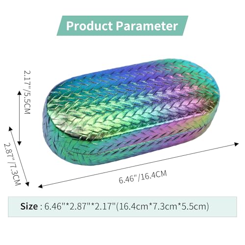 PERFECTSIGHT Sunglasses Case, Large Hard Shell Glasses Case, Cute PU Leather Protective Eyeglasses Case for Women Men - color: Gradient Purple+green