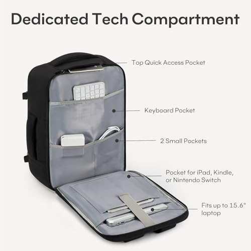 mibasies 30L Travel Backpack for Women & Men: Flight Approved Carry On Backpack, TSA Personal Item Bag with Water Bottle Pocket, Weekender Essentials Backpacks fits 15.6" Laptop - Black - color: Black, size: Large