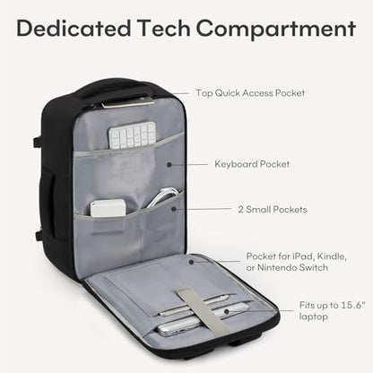 mibasies 30L Travel Backpack for Women & Men: Flight Approved Carry On Backpack, TSA Personal Item Bag with Water Bottle Pocket, Weekender Essentials Backpacks fits 15.6" Laptop - Black - color: Black, size: Large