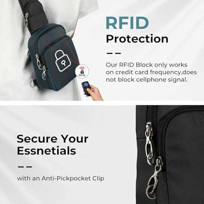 BROADREAM Sling Bag, Crossbody Bag with Anti-Theft Lock Zipper, RFID Blocking & Water Resistant for Travel Work Sport - color: Black