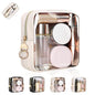 4.9" Clear Small Makeup Bag for Purse, TPU Mini Cosmetic Bag with Ring Buckle, Portable Small Makeup Travel Toiletry Pouches for Women, Birthday/Wedding/Christmas (Beige) - color: Clear-Single-sided Beige