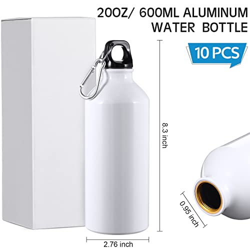 CHENGU Aluminum Water Bottle 20 oz Reusable Bottles Lightweight Leak Proof Aluminum Sports Travel Bottles with Twist Cap Buckle for Gym, Hiking, Cycling, Camping, Fishing - color: White
