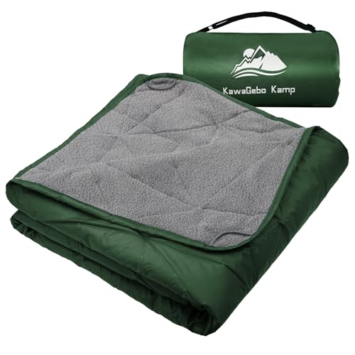 Large Outdoor Waterproof Blanket Extra Thick Fleece Stadium Blanket for Camping, Car, Pet, Picnics - Windproof, Wearable, Machine Washable 80" x 58" (Green) - color: Green