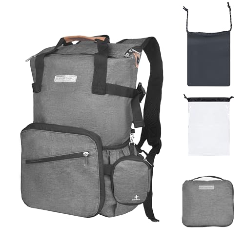 35L Foldable Waterproof Backpack For Outdoor Sports Travel Inside Wet Clothes Compartment Packable For Multiple - color: 2grey