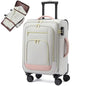 LOVEVOOK Carry on Luggage 22x14x9 Airline Approved with Garment Bag & Spinner Wheels, 22 Inch Large Rolling Suitcase with TSA Lock, Softside Lightweight Underseat Carryon Luggage for Women Travel, 49L - color: Light gray-pink, size: 22 Inch With Garment C