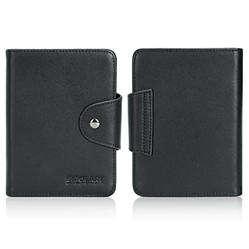 Polare Napa Leather Slim and Soft RFID Blocking wallet For Men Snap Bifold Travel Wallet Passport Holders 2 Passports (Black) - color: Black