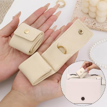 6Pcs Mini Travel Jewelry Bag,Jewelry Roll Bag with Buckle,Portable Foldable Multifunctional Travel Jewelry Organizer Case, Small Jewelry Box for Earrings, Rings, Necklaces