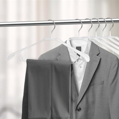 5 Pack Wide Shoulder Hangers 17” Metal Suit Hangers Smooth Soft Gloss Grippy Flexible Thick Rubber Blazer Non Slip Jacket Clothes Hangers White - color: White