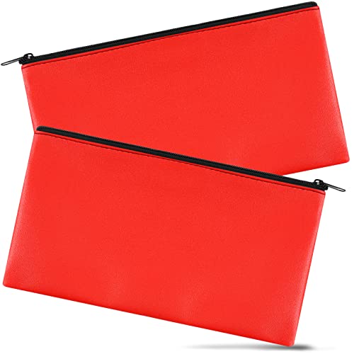 2 Pieces Money Bags with Zipper, 11x6.1 inch Money Pouch, Bank Bag, Cash Bag, Check Wallet, Cosmetics(Red) - color: Red, size: 2 Pieces