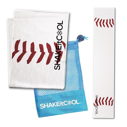 SHAKEitCOOL Original Cooling Towel – Be Cool in Style - Heat Relief, Soft, Lightweight, Sun Protection, Easy Clean - Perfect for Biking, Running, Yoga, Gym, Gardening - Baseball - color: Baseball