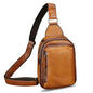 Genuine Leather Small Sling Bag for Women and Men Crossbody Bag Chest Bag Sling Backpack Purses for Hiking Sports Travel - color: Brown