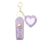 Sisadodo Glitter Lip Oil Holder Key Chains for Woman Lipstick Case with Mirror Lip Balm Keychain for Lipstick Case Keychain - color: Purple-heart